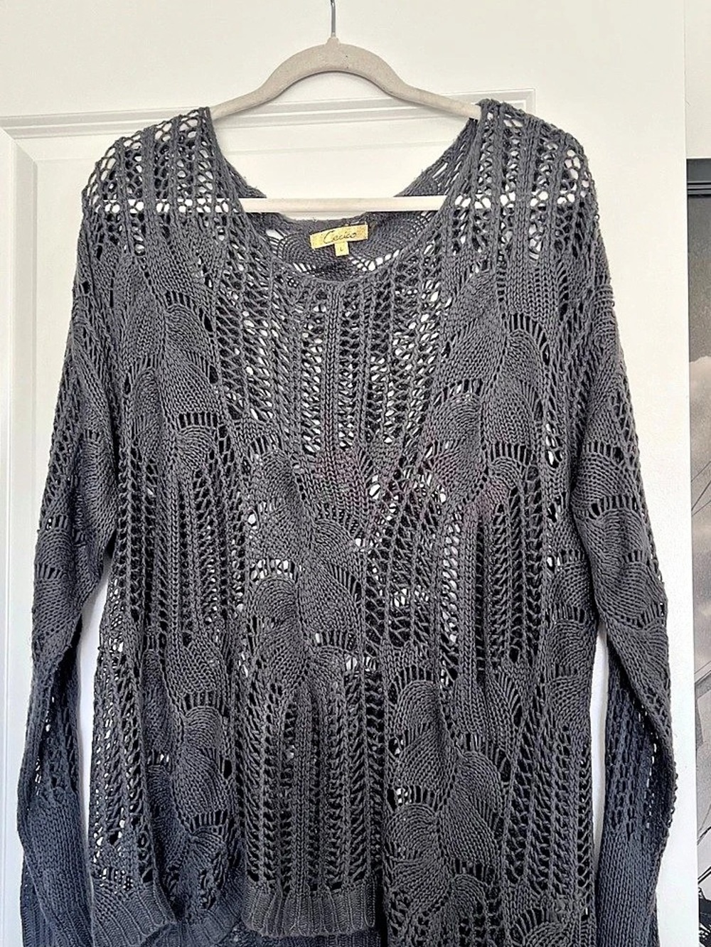 Cecico Open Knit Sweater in Black, size L